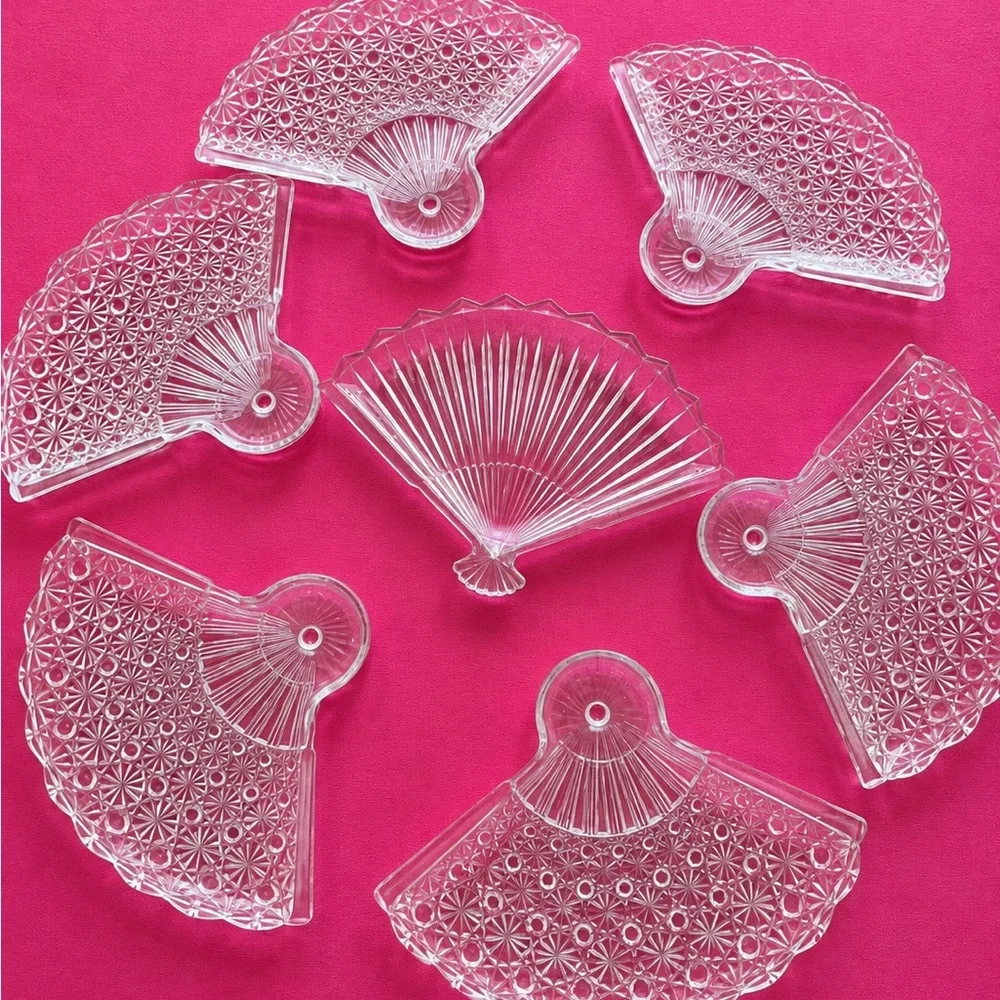 Vintage Clear Pressed Glass Fan Shaped Dish